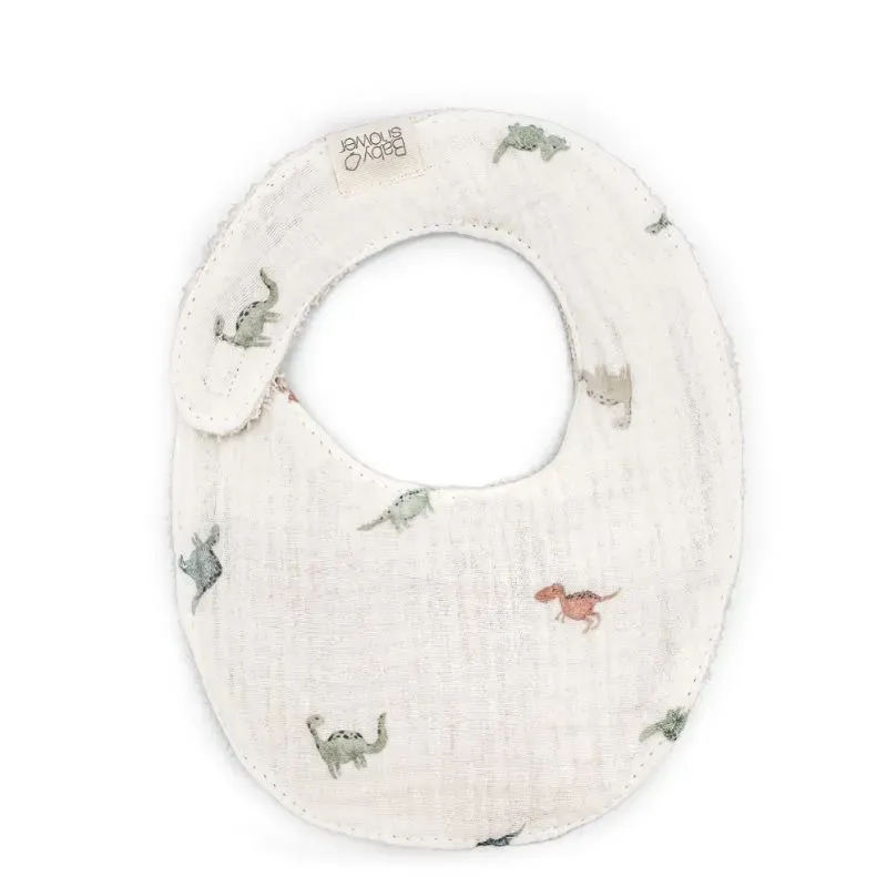 Bavoir Naissance Gaze de coton Dino