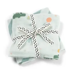 Lot de 2 langes 65 x 65 cm Célébration Blue