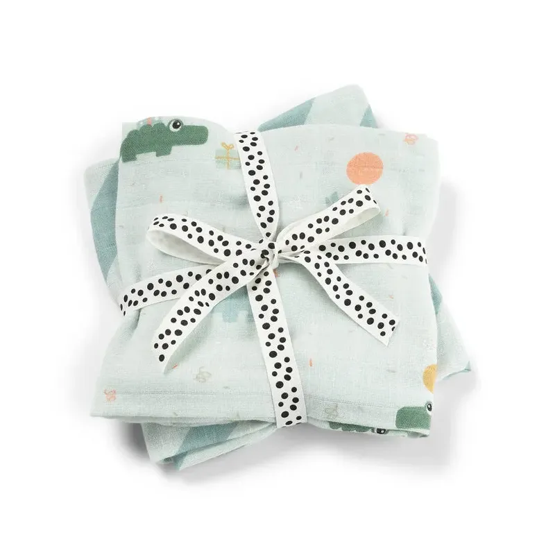 Lot de 2 langes 65 x 65 cm Célébration Blue