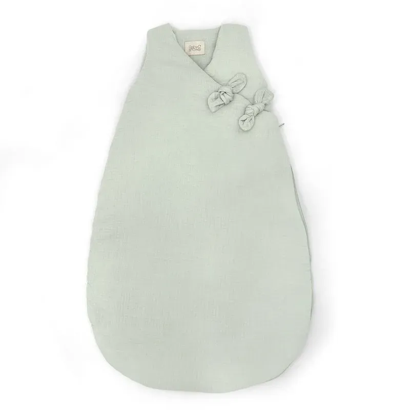 Gigoteuse en gaze de coton Sage Powder avec Noeuds