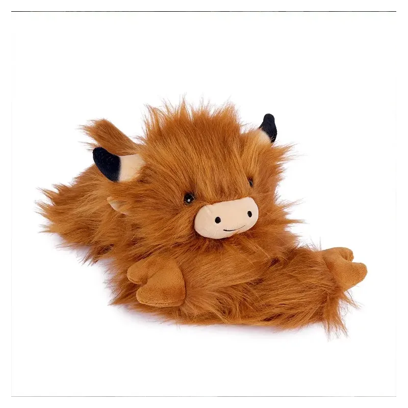 Peluche Lestée Podcoll - Vache Highland - 50 cm
